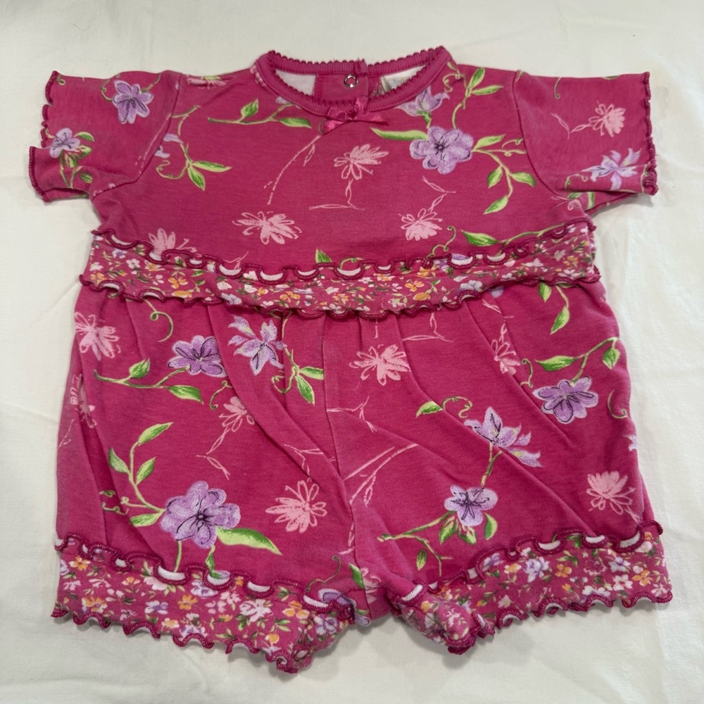 Y2K Bright Future Floral Pink Kids One Piece Size 6-9 Months